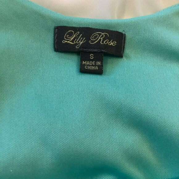 Lily Rose Tank Maxi Dress Sz S Crochet Top Boho Print Mint Green 70s Vibe Lined - Picture 10 of 10